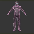 Futuristic Robot Character With Glowing Blue Eyes Armored Suit And Central Blue Core Design