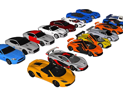 Colorful Sports Cars Collection With Various Models And Different Colors 3d model
