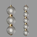 Elegant Chandelier With Transparent Diamond Cut Glass Spheres And Golden Connectors
