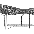 Contemporary Wavy Pergola Structure With Metal Lattice Roof And Support Columns