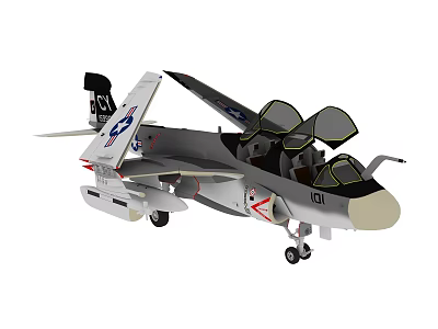 Detailed US Navy Fighter Jet Model With Open Canopy And Cockpit Interior 3d model