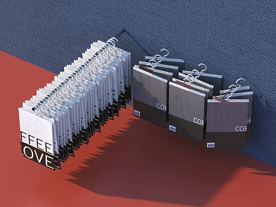 Practical Household Clothespins Hanging On Wall With White Dark And FEEL LOVE CODE Labels 3d model