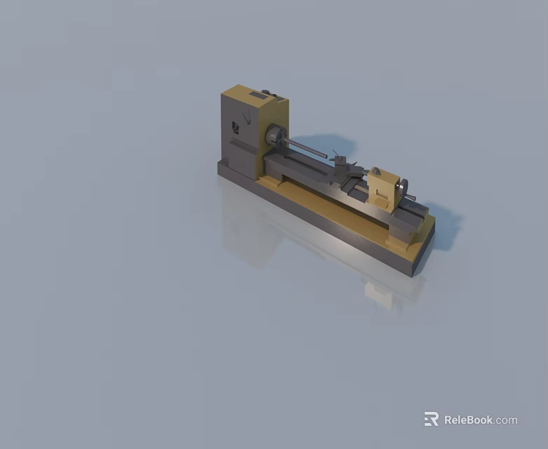 3D Model of Industrial Machine Tool with Yellow Gray Body and Mechanical Base Structure 3d model 