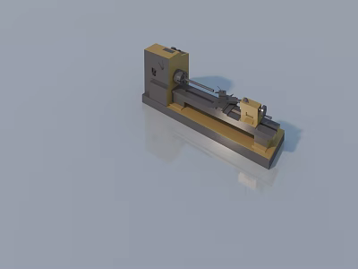 3D Model of Industrial Machine Tool with Yellow Gray Body and Mechanical Base Structure 3d model
