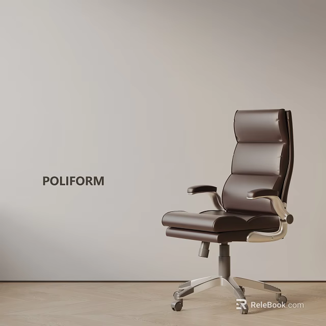 POLIFORM Leather Office Chair With High Back Armrests And Metal Base 3d model 