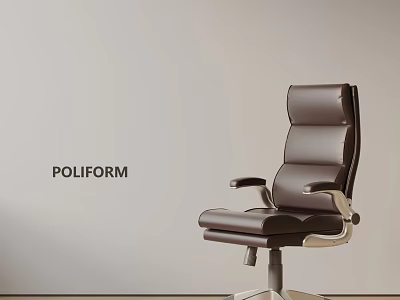 POLIFORM Leather Office Chair With High Back Armrests And Metal Base 3d model