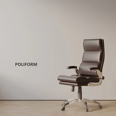 POLIFORM Leather Office Chair With High Back Armrests And Metal Base 3d model