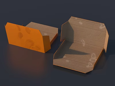 Open Cardboard Boxes With Orange Brown Patterned Design For Packaging Use 3d model