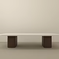 Minimalist Modern Coffee Table With White Tabletop And Dark Brown Square Bases