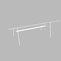 Modern White Dining Table With Minimalist Smooth Surface And Metal Frame Design 3d model