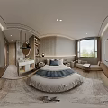 Modern Comfortable Hotel Guest Room With Large Scenic Window And Elegant Warm Interior Design
