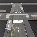Road Infrastructure With Green Traffic Lights Zebra Crossings Solar Bus Shelters Benches And Lane Markings