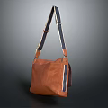 Trendy Brown Leather Shoulder Bag With Blue Beige Strap Fashion Accessory