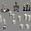 Assorted Decorative Candles In Different Styles With Glass And Metal Holders