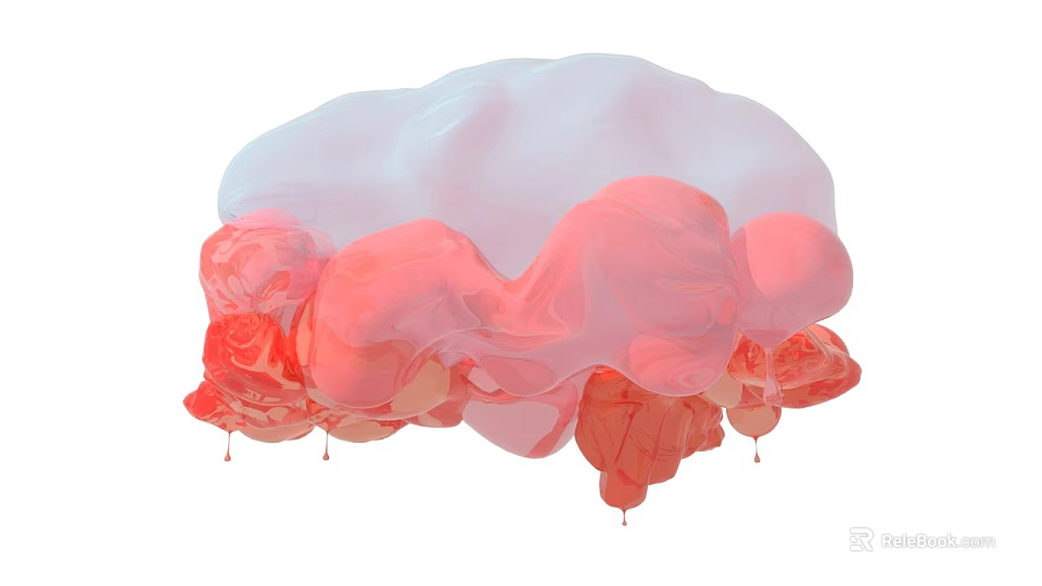 Decorative Ornament Set with Pink Red Cloud Balloon Shaped Layered Design 3d model