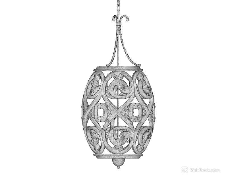 Classical Ornate Chandelier Featuring Intricate Scroll Patterns And Decorative Frame 3d model 