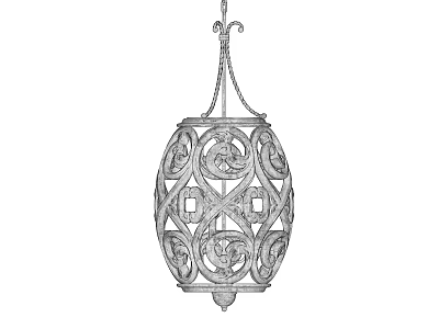 Classical Ornate Chandelier Featuring Intricate Scroll Patterns And Decorative Frame 3d model