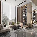 Modern Leisure Area Interior With Sofa Armchair Coffee Table And Floor To Ceiling Windows
