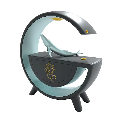 Unique Crescent Shaped Cabinet With Whale Ornament 3d model