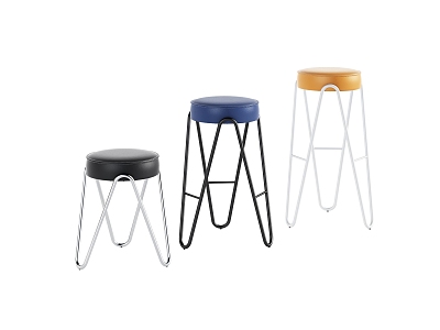 Simple Fashion Atmospheric Leather Sitting Stool Bar Stool Combination 3d model