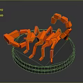 Orange Scorpion 3D Model Placed On Black Circular Low Poly Base 3d model