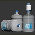 Modern Electronic Water Dispensers With Stainless Steel Bodies And Blue Lids