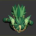 Green Horned Winged Fantasy Game Character With Feathered Outfit And Vibrant Magical Design