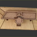 Cartoon Castle Model Featuring Brown Exterior Central Tower Arched Windows And Symmetrical Structure