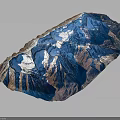 Detailed 3D Mountain Terrain Model With Snow Capped Peaks And Glacial Valleys