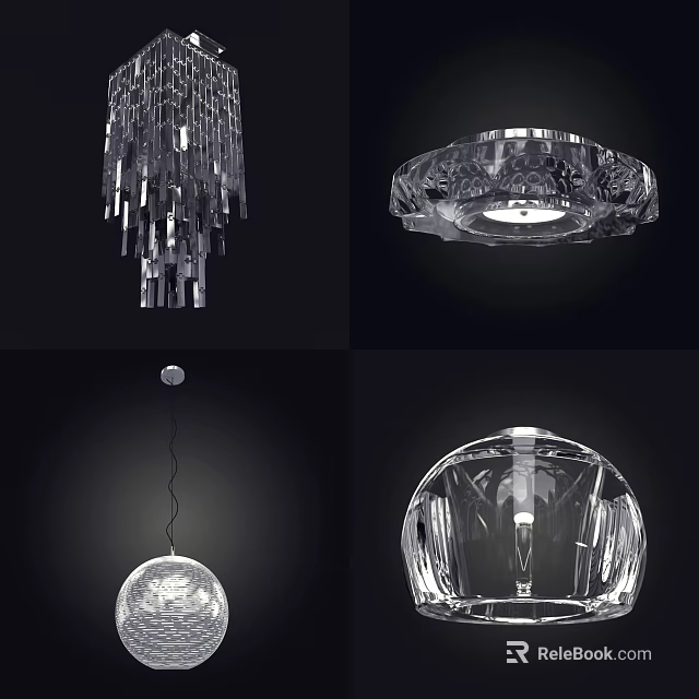 Modern Crystal Ceiling Lights With Elegant Design And Decorative Shapes 3d model