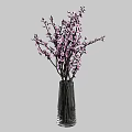 Transparent Glass Vase With Pink Flower Branches For Home Decoration