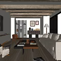 Modern Middle Ancient Home Living Room Sofa Coffee Table Log Strip Case Display Cabinet Bucket Cabinet Side Cabinet 3d model