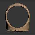 Ornate Engraved Golden Oval Shaped Ring With Intricate Patterns And Decorative Borders