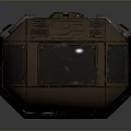 Brown Storage Chest With Metal Clasps And Blue Glowing Lines In Futuristic Style