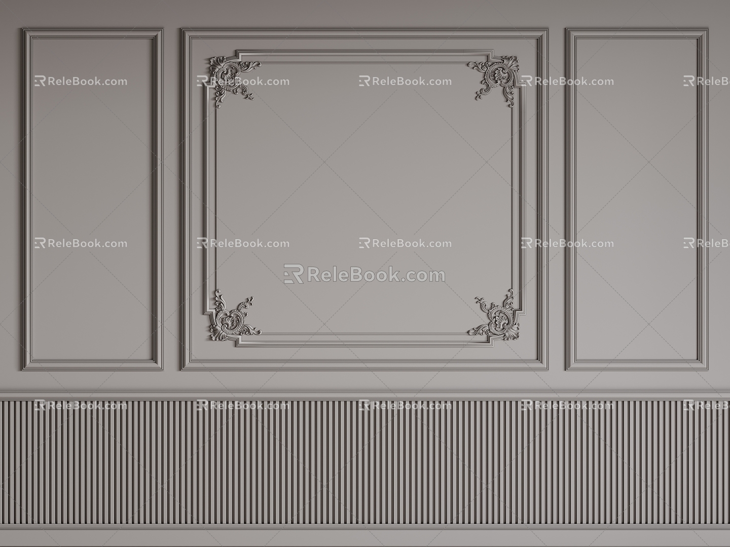 French background wall French parapet French carved line 3d model