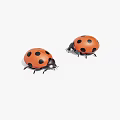 Two Red And Black Ladybugs On White Background With Spots 3d model
