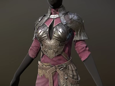 Medieval Warrior Armor Clothing With Ornate Chest Plate Red Sleeves And Leather Belt 3d model