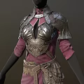 Medieval Warrior Armor Clothing With Ornate Chest Plate Red Sleeves And Leather Belt