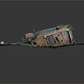 Abandoned Rusted Car With Broken Windows Tires And Stones On Dirt Ground