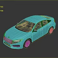 Turquoise Sedan Car with Sleek Modern Exterior Design on Reflective Surface and Shiny Finish