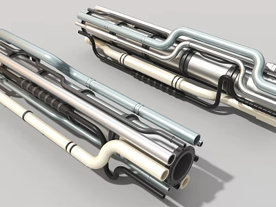 Industrial Equipment Featuring Stainless Steel Pipes And Pipe Connection Components 3d model