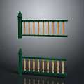 Stylish Green Railings With Golden Balusters For Home Exterior Design