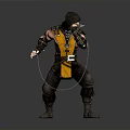 Man In Combat Gear Holding Chain Weapon In Dynamic Action Pose 3d model
