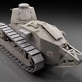 Vintage Military Tank With Tracks Turret And Cannon On Dark Background
