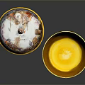 Elegant Porcelain Bowl With Golden Interior And Decorative Lid Design