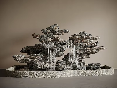 Decorative Rockery Stones With Layered Waterfall And Intricate Base For Indoor Decor 3d model