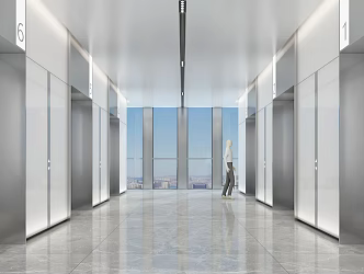 modern elevator hall elevator car 3d model