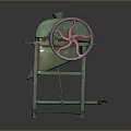 Green Industrial Equipment With Red Spinning Wheel Metal Stand And Frame Structure