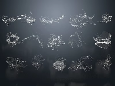 Stunning Water Fountain With Dynamic Ripples Splashes And Various Forms Against Dark Background 3d model