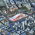 Detailed Aerial Planning of Urban City Layout With Buildings Roads and Water Bodies